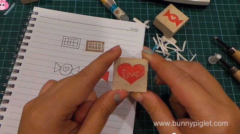 love heart rubber stamp